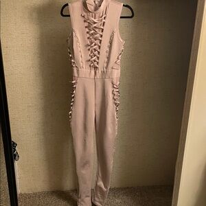 Stylish Pink Lace-Up Jumpsuit